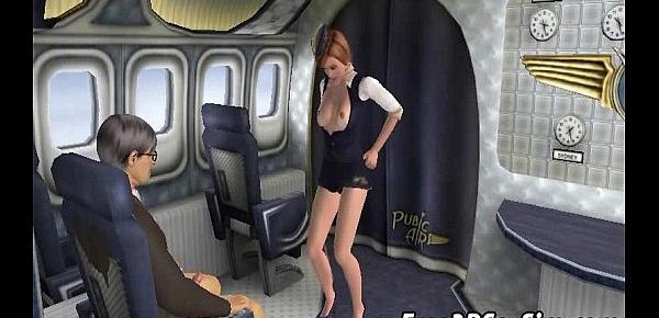  Foxy 3D cartoon stewardess getting fucked hard